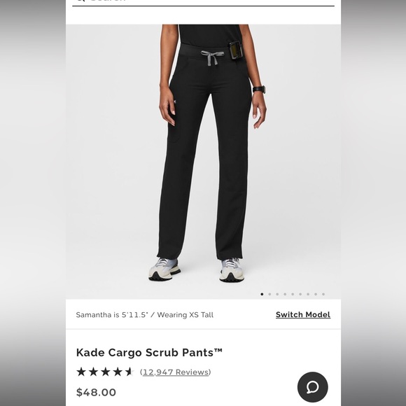 Figs Kade Cargo Scrub Pant Black Medium Tall - Picture 3 of 3